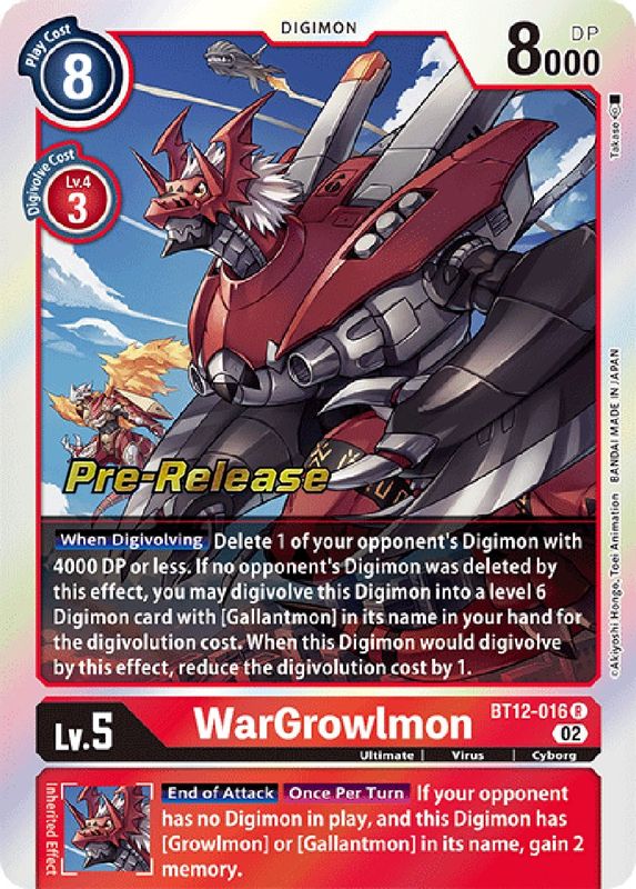 WarGrowlmon - BT12-016 - Rare (Pre-Release)