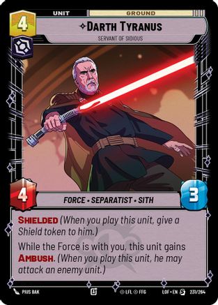 Darth Tyranus - Servant of Sidious - 231/264 - Special