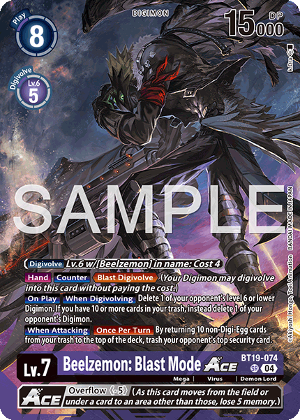 Beelzemon: Blast Mode ACE - BT19-074 - Super Rare (Billion Bullet Alternate Art)