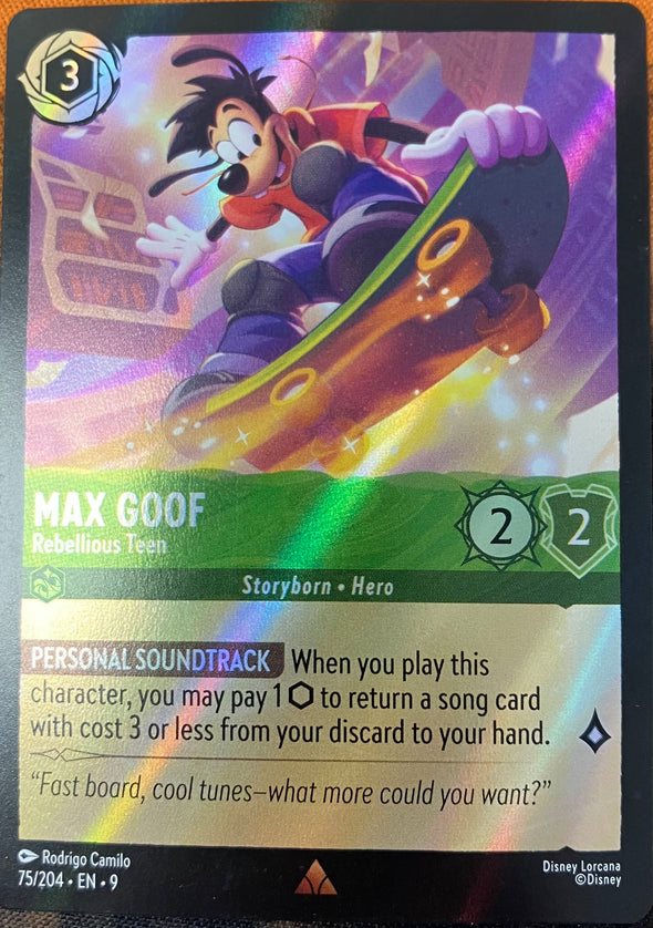Max Goof (Rebellious Teen) - 75/204 - Rare (Fabled Starter Deck Rainbow Foil)