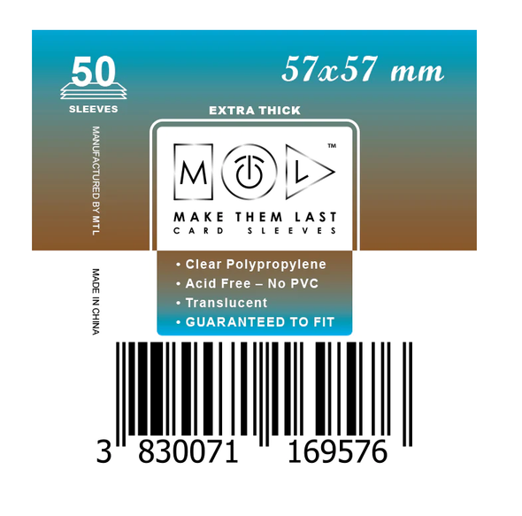 MTL - Wyrmspan Card Sleeves 50ct - 57x57mm Extra Thick Sleeves - Clear
