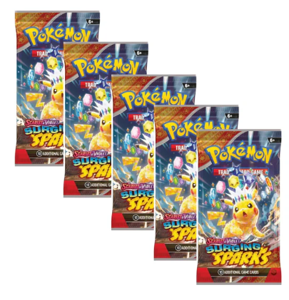 Pokemon - Scarlet and Violet - Surging Sparks - Booster Pack: 5 Pack Bundle