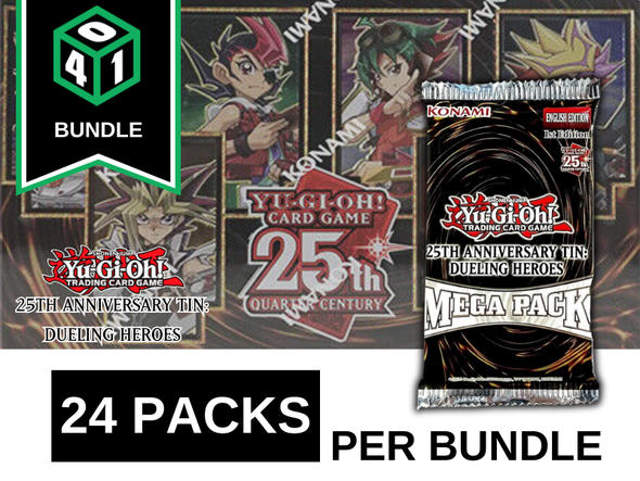 Yugioh - 2023 Tin - 25th Anniversary: Dueling Heroes Booster Pack - 24 Pack Bundle