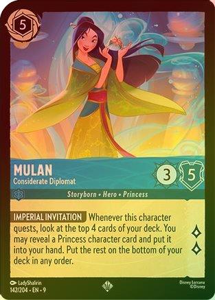 Mulan (Considerate Diplomat) - 142/204 - Super Rare (Fabled Starter Deck Rainbow Foil)