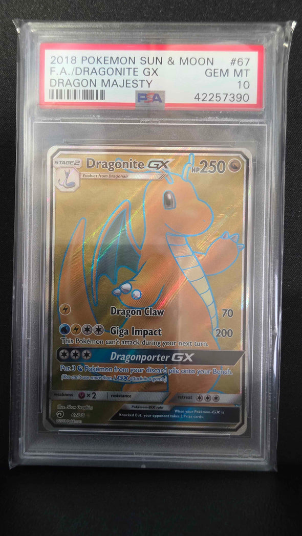 Dragonite GX - Dragon Majesty - Full Art GEM MT 10