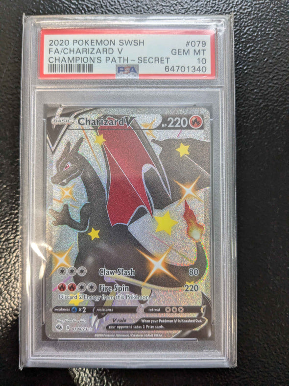 Charizard V - Champion's Path - Secret Rare - PSA GEM MT 10